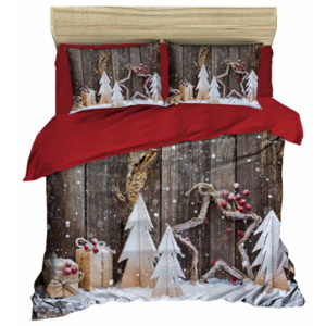 Sada obliečky a plachty na dvojposteľ Christmas Wood, 200 × 220 cm