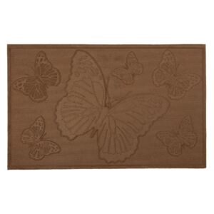 Clayre & Eef Hnedá rohožka s motýľom - 75*45*1 cm