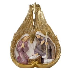 Vianočný betlehem v zlatých anjelských krídlach s hviezdičkou - 21 * 8 * 27 cm