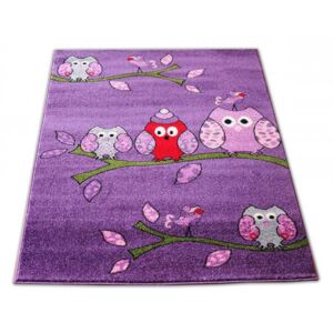 Detský koberec Sovy fialový, Velikosti 120x170cm