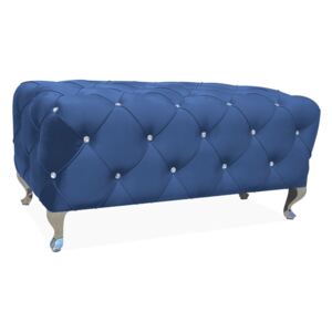 Taburet / Lavice HESTIA velvet modrý BLUVEL 28 / strieborný