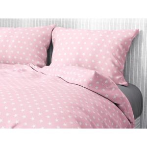 Goldea bavlnené posteľné obliečky - vzor 631 biele hviezdičky na svetle ružovom 140 x 200 a 70 x 90 cm