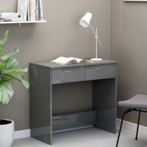 Písací stôl, lesklý sivý 80x40x75 cm, drevotrieska