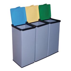 Súprava 3 ks plastových odpadkových košov Monti na triedený odpad, objem 3 x 85 l, kombinácia farieb
