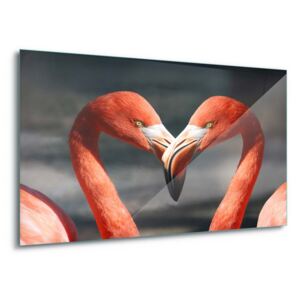 Sklenený obraz - Love Flamingoes 4 x 30x80 cm