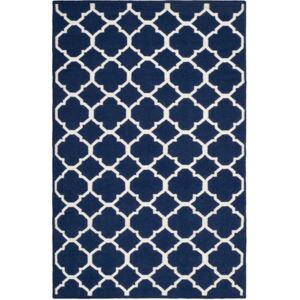 Vlnený koberec Tahla, 121x182 cm, modro-biely
