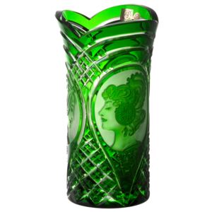 Krištáľová váza Mucha, farba zelená, výška 210 mm
