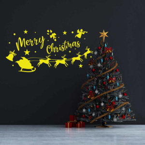 GLIX Merry Christmas Santa I. - nálepka na stenu Žltá 100 x 50 cm