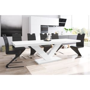 Luxusný rozkladací jedálenský stôl VICTORIA MAT biela matná/biela DOPRAVA ZADARMO