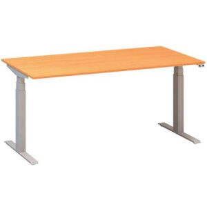 Výškovo nastaviteľný kancelársky stôl Alfa Up so sivým podnožím, 160 x 80 x 61,5-127,5 cm, dezén buk Bavaria