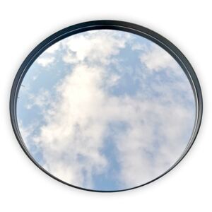 ICONIC Čierne okrúhle zrkadlo Priemer zrkadla (cm): 65, Podsvietenie: Nie, Šírka rámu: 40 mm
