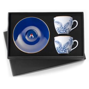 Turecký kávový set 2 šálok s podšálkami, modrá "Toile" - Selamlique