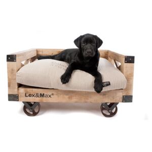 Goleto Luxusná drevená pohovka na kolieskach pre psa Lex & Max 90 x 65 cm | retro štýl