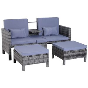 Goleto Záhradný polyratanový set so stolíkom a 2 stoličkami Bethan | šedo-modrý