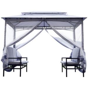 Goleto Záhradný pavilón s integrovanými lavičkami 2 x 2,9 m | šedý