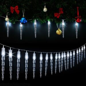 Goleto Vianočná LED reťaz cencúle 14 m | studená biela 80 LED