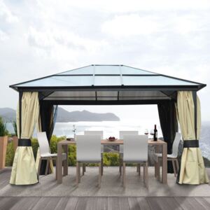 Luxusní zahradní altán s polykarbonátovou střechou 4,3 x 3,6 m | béžový