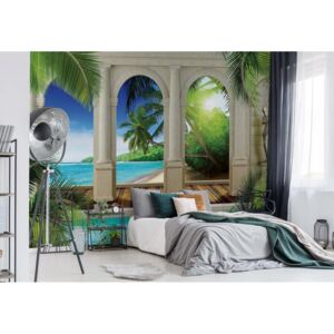 Fototapeta - Tropical Beach 3D Archway View Vliesová tapeta - 416x254 cm