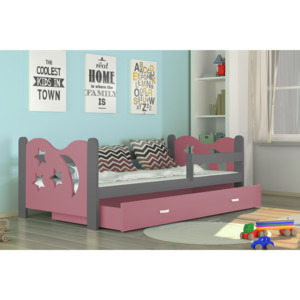 Detská posteľ MICKEY color + matrac + rošt ZADARMO, 160x80 cm, šedá/ružová