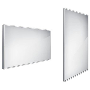 Nimco Zrkadlá - Kúpeľňové podsvietené LED zrkadlo 1200 mmx700 mm, hranaté, alumínium ZP 13006