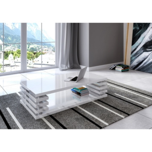 Konferenčný stolík DOURO, 120x50,5x60 cm, biely lesk