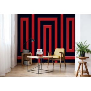 GLIX Fototapeta - Red And Black Geometric Pattern Vliesová tapeta - 368x254 cm