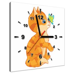 Tlačený obraz s hodinami Oranžová mačička ZP3015A_1AI