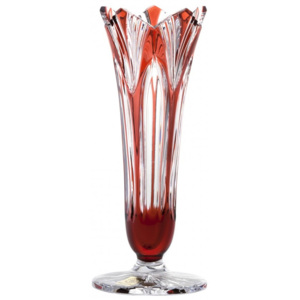 Krištáľová váza Lotos, farba rubínová, výška 200 mm