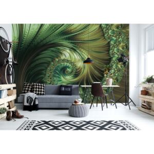 GLIX Fototapeta - Green Modern Abstract Spiral Design Vliesová tapeta - 368x254 cm
