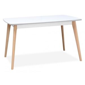 Jedálenský stôl Endever - 130x76x85 cm (biela, buk)