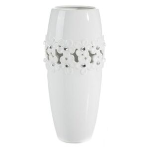 Keramická váza SABRINA 14x32 cm (biela váza s kvetmi)