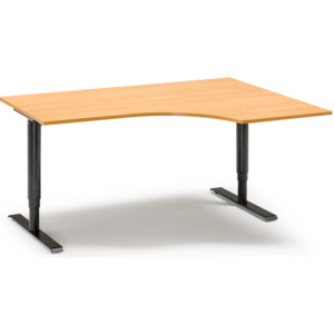 Výškovo nastaviteľný stôl Adeptus, pravý, 1800x1200 mm, buk lam./čierna