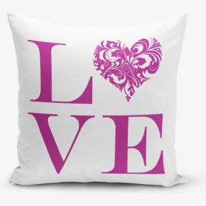 Obliečky na vaknúš s prímesou bavlny Minimalist Cushion Covers Love Purple, 45 × 45 cm