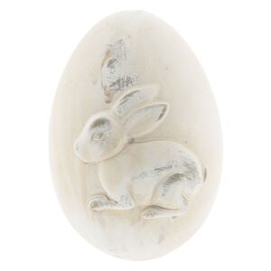 Biele keramické vajcia s motívom zajaca a patinou - 10 * 10 * 14 cm