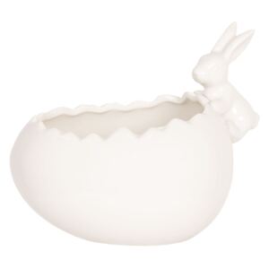 Porcelánová dekorácie v tvare škrupiny sa zajacom - 11 * 10 * 10 cm
