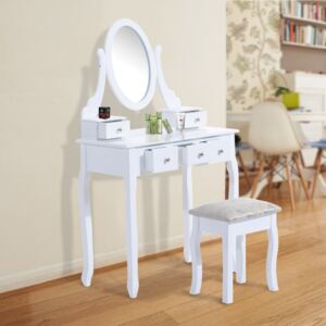Goleto Originálny toaletný stolček so zrkadlom Luisa | biely