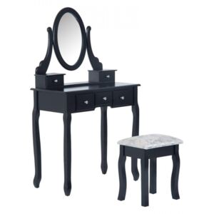 Goleto Originálny toaletný stolček so zrkadlom Luisa | čierny