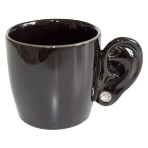 Porcelánový hrnček s "uchom" INVOTIS Ear Cup, čierny EX22BK