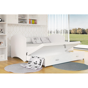 Detská rozprávková posteľ LUCIE P2 + matrac + rošt ZADARMO, 200x90 cm, biela/bez vzoru