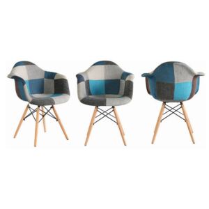 Jedálenské stoličky Wave Patchwork modré 4 ks
