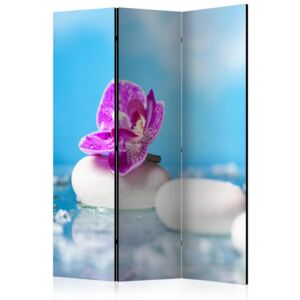 Paraván - Pink Orchid and white Zen Stones 135x172cm