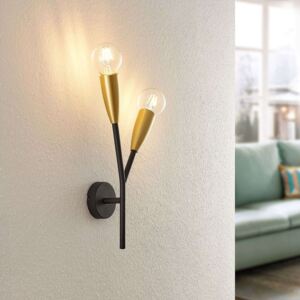 Lucande Carlea nástenná lampa/2-sv./čierna/mosadz