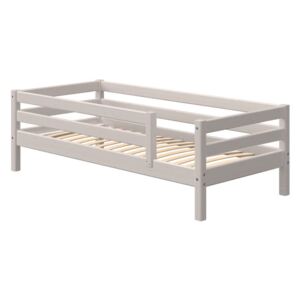 Sivá detská posteľ z borovicového dreva s 3/4 bezpečnostnou lištou Flexa Classic