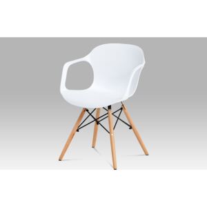 Jedálenská stolička, štrukturovaný plast biely, natural