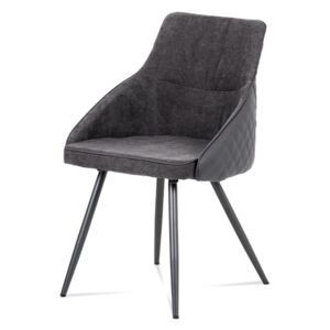 Jedálenská stolička, sivá látka+ekokoža, kov sivý mat