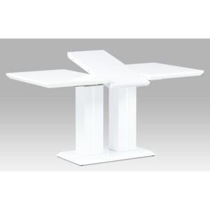 Jedálenský stôl 120+40x80x76, mdf vysoký lesk biely