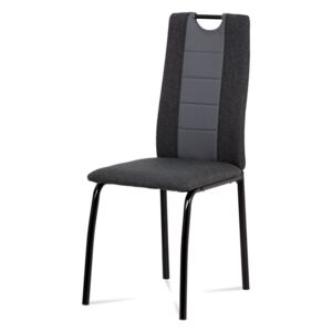 Jedálenská stolička látka antracit + šedá ekokoža, kov matná čierna