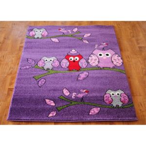 MAXMAX Detský koberec sovička - fialový