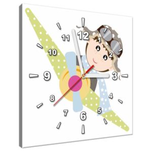 Tlačený obraz s hodinami Chlapec v lietadle ZP4103A_1AI