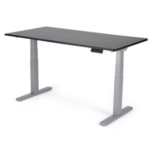 Výškovo nastaviteľný stôl Liftor 3 segmentové nohy premium šedé, doska 1600 x 800 x 25 mm čierna
